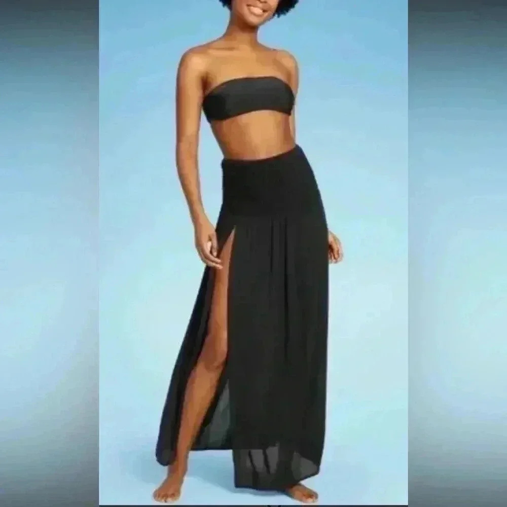 Wild Fable Women's Smocked High Slit Convertible Cover Up Dress 1X - Picture 2 of 12